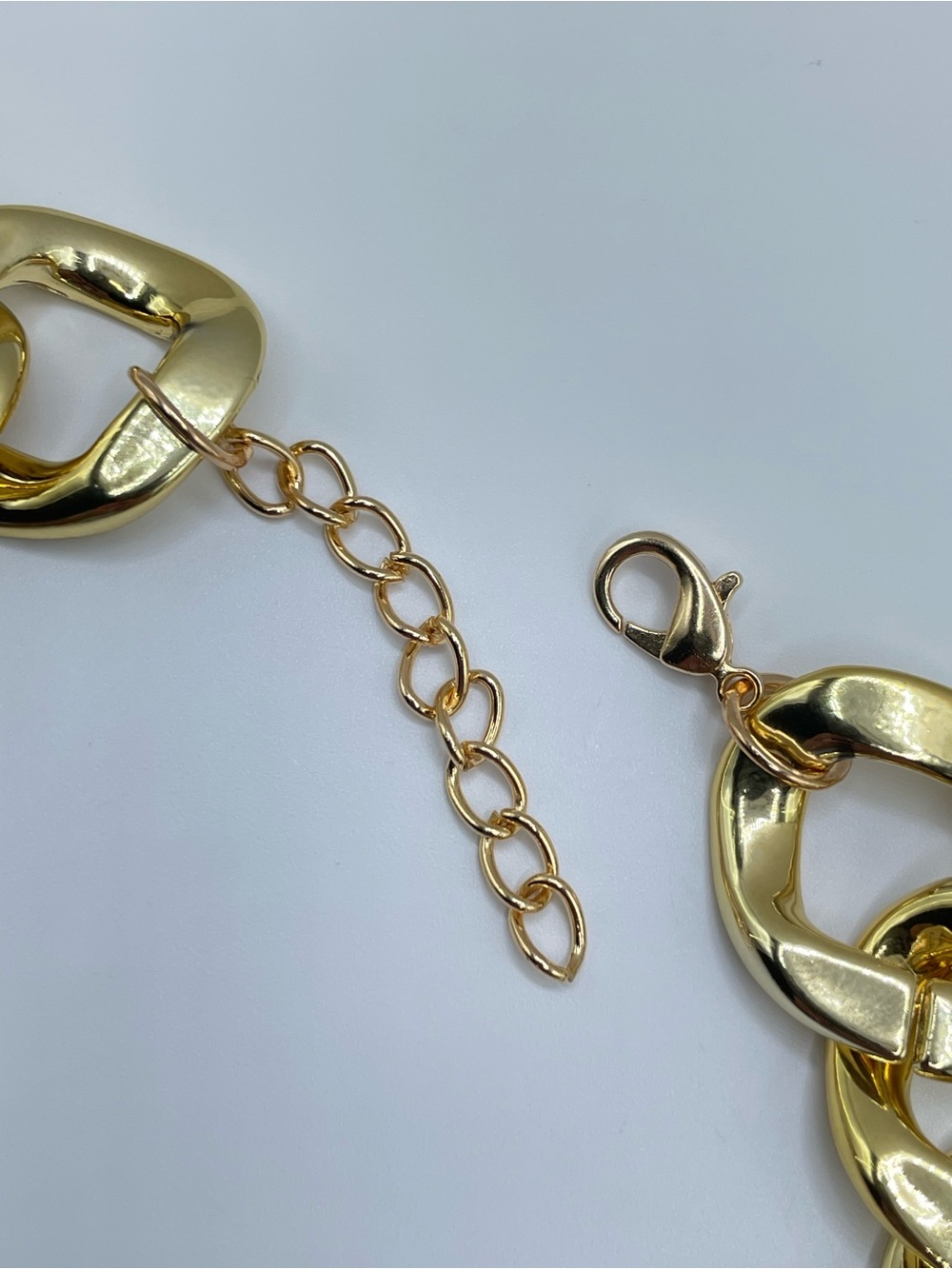 Gold Tone Acrylic Chunky Chain Link Necklace Retro Glam Statement Piece - Picture 5 of 6